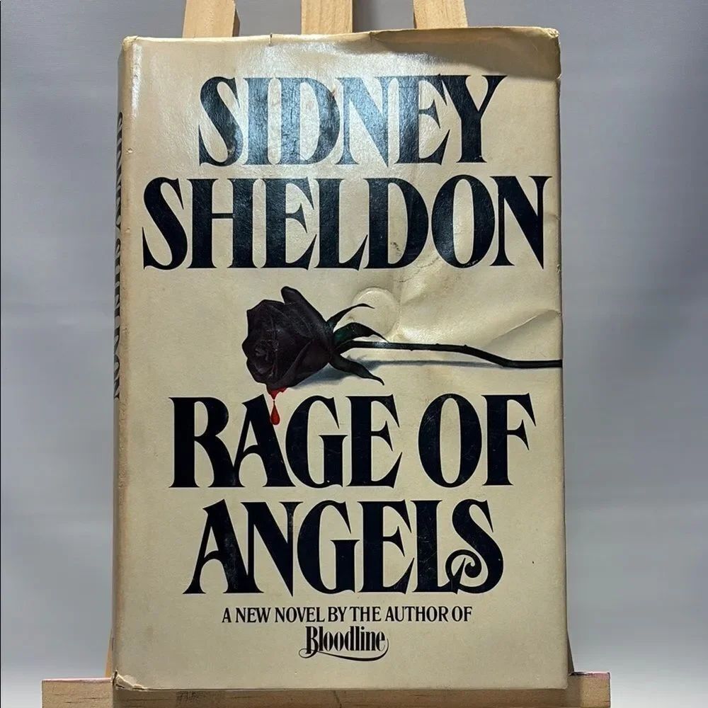 Sidney Sheldon 'Rage of Angels' Book Cover Art - Black and Cream